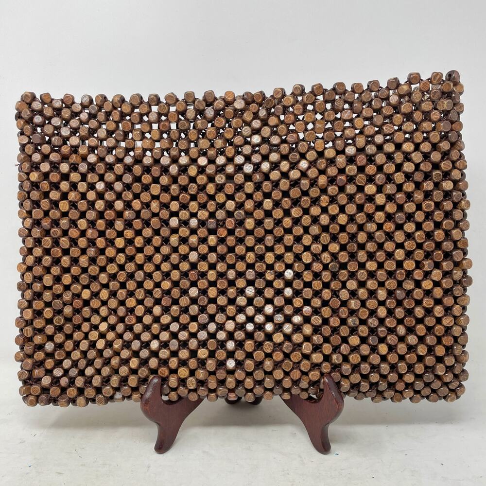 The Sak Vintage 90s Wooden Bead Large Envelope Clutch Purse